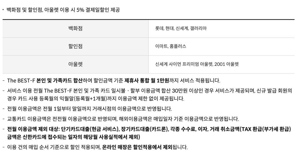 신한카드 The BEST-F(더 베스트 F) 혜택 총정리